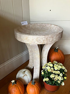 18” Minnesota Limestone Curved Leg Bird Bath